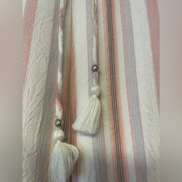 PAIGE Cream stripe lined pull on Pants Size M in Ecru Multi, pockets - Picture 8 of 9